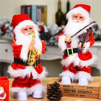 2021 Kalėdinė Dekoracija Naujas Dainavimo Santa Elektros Santa Claus su Cukranendrių Kalėdų Lėlės Smuikas Elektros Vaikų Žaislas 28 Cm