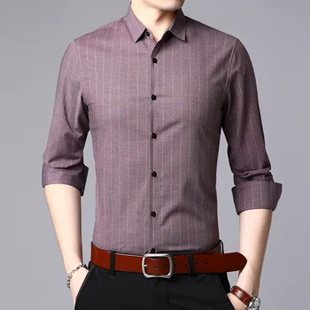 2020 naują pavasario ir rudens mados ilgomis rankovėmis marškinėliai vyrams plonas dryžuotas verslo atsitiktinis marškinėliai jke205