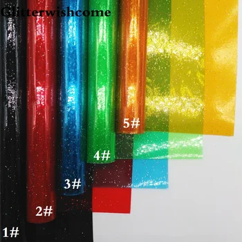 Glitterwishcome 30X134CM Mini Roll Sintetinės Odos, Matyti Per Blizgučiai PVC Vinilo už Lankai, GM062