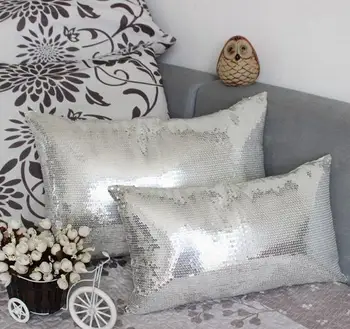Sidabrinis glitters pagalvėlė padengti dekoratyvinių china pagalvės užvalkalą juosmens pagalvę padengti namų dekoro