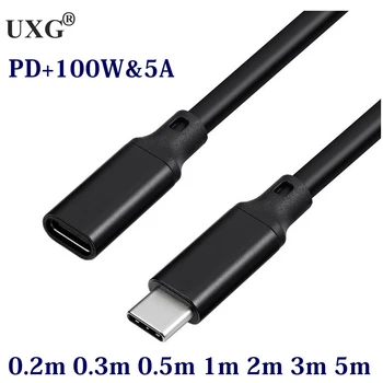 10Gbps Gen2 Tipas-C USB 3.1 Male USB-C Moterų Pratęsimo Duomenų 100W Įkrovimo Kabelis Extender Laido Grįžtamasis Projektavimo 0.3m1m 2m 5m