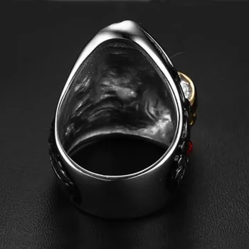 Unikalaus Dizaino Stiliaus Nerūdijančio Plieno Žiedas Crystal Punk Dizaino Kaukolių Žiedai vyrams