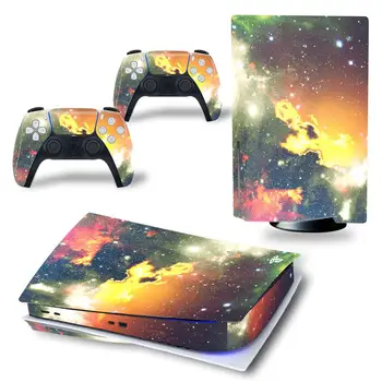 žvaigždėtas dangus už PS5 Disko Odos Lipdukas Dangtelio Raštas Vinilo Lipdukas, Skirtas PS5 disko Konsolės ir 2 Valdytojas Odos lipdukas