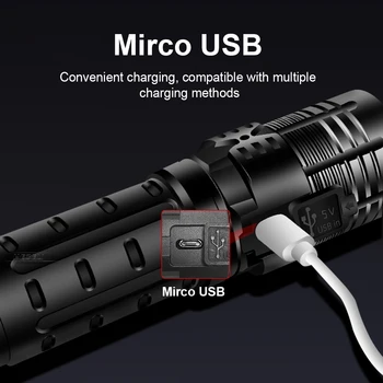 600000lm XHP90.2 Labiausiai galingas led flashlight18650 usb žibintuvėlis šviesos įkrovimo zoom 