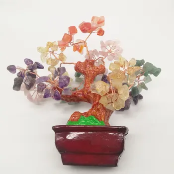 Kvarco kristalo turtingas medžio bonsai stiliaus reiki healing gamtinių akmenų ir mineralų suderinti turto ir sėkmės namų puošybai skirtas parduoti