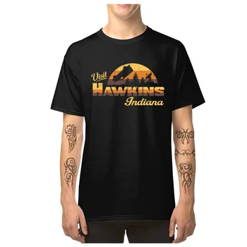 Dizaineris Vyro Marškinėlius Aplankyti Hawkins Indiana T-Shirt Svetimas Dalykų Medvilnės Vienuolika Vyrų Viršūnes Trišakiai Trumpi Rankovėmis Marškinėliai Aukštyn kojom