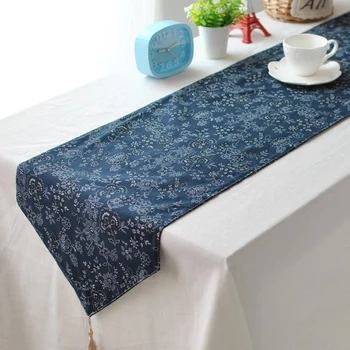 Japonų stiliaus tamsiai mėlynos gėlės stalo runner arbatos mat medvilnės skalbiniai arbatos staltiesė Zen staltiesė