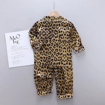 Kūdikis Sleepwear Vaikų Mergaičių Berniukų Pižama Leopard Pižama Ilgomis Rankovėmis Viršūnes+Miego Kelnes Nustatyti Nightclothes Vaikas Nightshirt