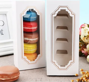 2019 10vnt naujas Baltos spalvos Macaron dėžutė su skaidriu langu desertas macarons tešlos pakuotės, dėžutės, 2 dydžių