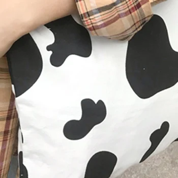 Karvės Pieno Spausdinti Pečių Krepšiai Moterų Klasikinis Tekstūros Kūrybinės Dizaino Prabangus Drobės Lady Kasdien Daugkartinio Naudojimo Pirkinių Entire