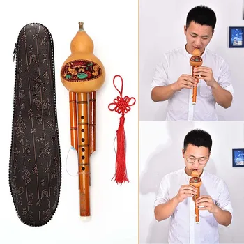 IRIN Bambuko Hulusi Moliūgas Cucurbit Fleita Kinijos Rankų darbo Tautinės Muzikos instrumentų Klavišą C Su Atveju Pradedantysis Muzikos Mėgėjams