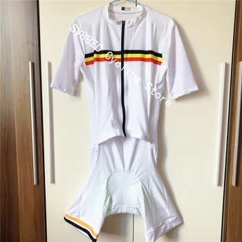 Belgija PRO Cycling Skinsuit nustatyti Vyrų Jumpsuit Triatlonas Kostiumas Ropa Ciclismo Maillot Quick Dry Trumpas Rankovės Dviračių Megztiniai rinkinys