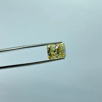Radiant cut 10x8mm 3.5 cts prarasti moissanite akmuo išgalvotas geltona Moissanite Deimantų akmens Žiedas