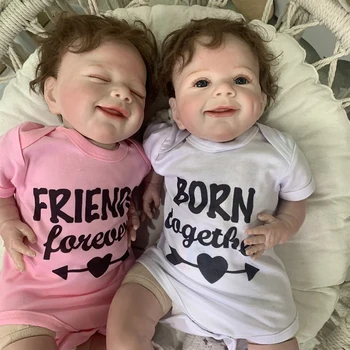 NPK LĖLĖS 22inch naujas veidas super minkštas bebe reborn baby dvyniai berniukas ir mergaitė likfelike silikono lėlės reborn lankstus kolekcines bonecas