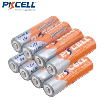 Pkcell 8Pcs/daug 2500mWh 1.6 V NIZN AA įkraunamas baterijas su 2 Akumuliatoriaus Dėžės