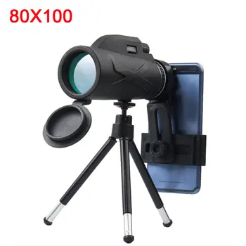 Galingi teleskopai, 80x100 naktinio matymo monokuliariniai zoom optinis žiūronas monocle turizmo snaiperis medžioklės šautuvas spotting scope