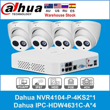 Dahua CCTV Rinkiniai 6MP IP vaizdo Kamera IPC-HDW4631C-A Buit-Mic Su Nvr NVR4104-P-4KS2 Tinklo 4K CCTV Rinkiniai ES Sandėlyje