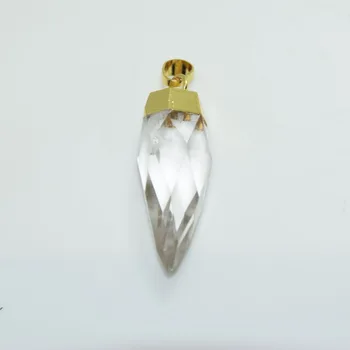 5pc bižuterijos Natūralaus Akmens žavesio pakabukas priėmimo Papuošalai aišku, kristalinis kvarcas gold point kulka pakabukas moterims, dovana
