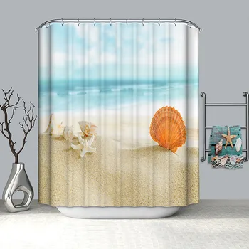 Vėžlys dušo užuolaidos vandeniui poliesterio vonios uždanga dušo naują atvykimo paplūdimio užuolaidos vonios kambarys