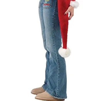 153cm Extra Long Suaugusiųjų Raudona Kalėdų Skrybėlę 86cm Vaiko Pliušinis Santa Claus Bžūp Naujųjų Metų Kalėdos Šalis Dekoro Skrybėlės Kostiumas Pompom