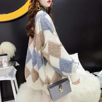 2020 Korėjos Stiliaus Naujas Megztas Megztinis Storas Žiemos Didelio Dydžio Megztinis Kailis Moterims