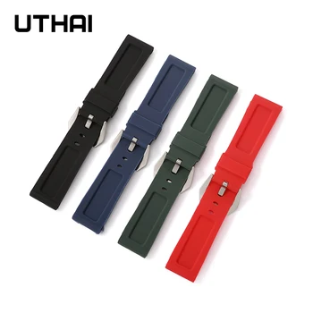 UTHAI Z39 Watchbands Gryna spalva silikono dirželis 20mm 22mm 24mm žiūrėti juostų Gumos vyrų dirželis, reikmenys