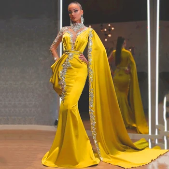 LORIE Prabanga Duobute Vakaro Suknelės arabų Undinė Žaliojo ilgomis Rankovėmis Satino Prom Chalatai Šalies Dubajus Garsenybių Suknelės 2021