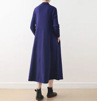 Plius Dydžio Megztinis Suknelė Medvilnės Golfo Atsitiktinis, Kietas mezgimo Naujas Mados Moterų Negabaritinių Prarasti Pavasario Žiemos Skraiste Suknelės