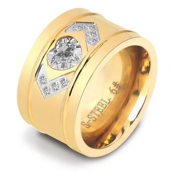 Kaip 14mm Pločio Geltonos Aukso Spalvos Stainl.plieno Širdies CZ Cirkonis Kanalo Nustatymas vestuvinį žiedą, moterims