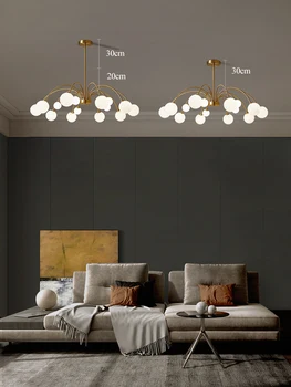 Moderni baltos spalvos stiklo šviestuvai kambarį žalvario liustra apšvietimo, valgomojo kambario lubų liustra, miegamojo, virtuvės led šviestuvas