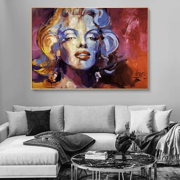 Abstrakti Tapyba Spalvinga Marilyn Monroe Derliaus Portretas Drobės Tapybos Sienos Meno Nuotrauką Kambarį Plakatas Cudros Dekoras