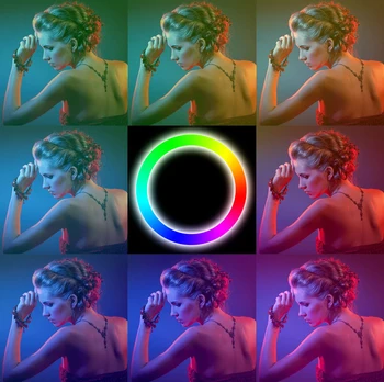 26cm RGB šviesos srautą galima reguliuoti šviesos žiedas trikojo Tiktok 