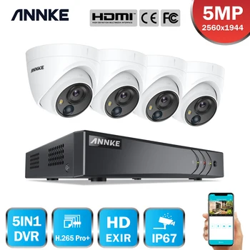 ANNKE 8CH 5MP Lite Vaizdo Apsaugos Sistemos 5IN1 H. 265+ DVR Su 4X 5MP HD Dome (Lauko Vandeniui PIR vaizdo Kameromis CCTV Kit