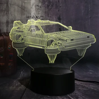 Filmo Gerbėjai Suvenyrų Atgal Į Ateitį Automobilių 3D LED Nakties Šviesos Daugiaspalvis 7 Spalvų Kaita, Stalo Lempa Vaikas Kalėdų lempos Dekoras