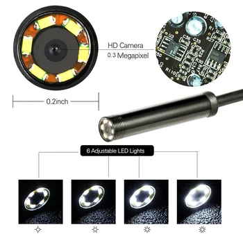 1M-10M 5.5 mm Endoskopą Kamera Borescope su 6LEDs Kietos Vielos Lankstus IP67 atsparus Vandeniui USB Micro Tikrinimo Kamera, skirta 