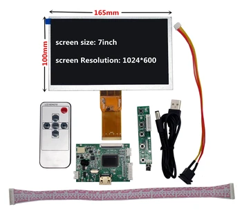 7 colių, 1024*600 Ekranas Ekranas TFT LCD Monitorius su Nuotolinio Vairuotojo Kontrolės Valdyba HDMI už Lattepanda,Bananų Aviečių Pi Pi