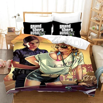 Žaidimo GTA V Patalynės Komplektas, 3D Animaciją, Antklodžių užvalkalus Užvalkalas Grand Theft Auto 5 Šalikas Lova Padengti Set Home Lovatiesė(Ne Lapas)