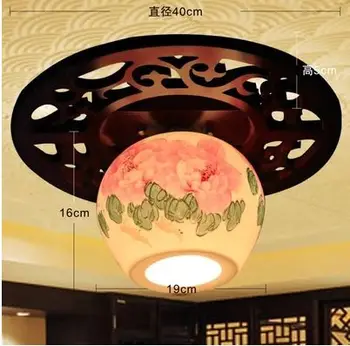 Ming ir Čing dinastijos Kinų lubų lempa apšvietimo medžio masyvo keramikos kambarį koridorius, veranda eilėje balkono lubų lempa