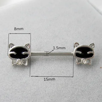 Kūno auskarų vėrimo priedai cute kačių spenelių žiedas kūrybos kūno štanga auskarų accesorios mujer 316l nerūdijančio plieno antgalis žiedas