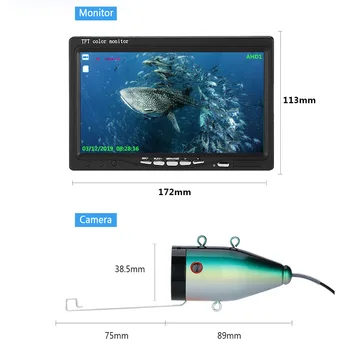 7inch15m/30m Žvejybos Kamera, 16GB Recoding DVR Žuvų Ieškiklis Povandeninį Fotoaparatą HD1280*720 Screen15pcs Balti LED+15vnt Infraraudonųjų spindulių Lempa