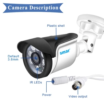 Smar Naujausias HAINAUT 5MP Kamera Sony IMX326 Vaizdo Stebėjimo Lauko Vandeniui Saugumo Kameros 6PCS Nano LED, Naktinio Matymo Plastiko