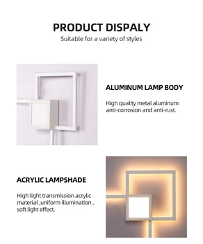 Zerouno modernios LED sienos lempa nuotolinio valdymo pultelis, šviesos, montuojamas kambarį sconce apdaila kvadrato formos pagrindo įrenginiai 24W juoda 110V