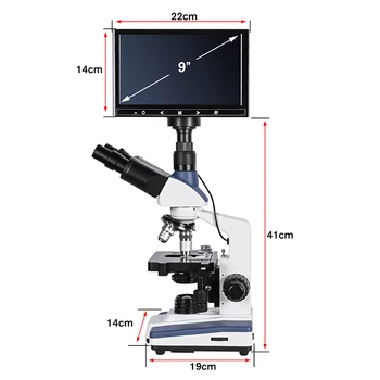 5MP HD Profesinės Erkės Spermos biologinių Lab Skaitmeninis Mikroskopas su Led + elektroninis okuliaro + 9 colių LCD ekranas USB Duomenų eilutė
