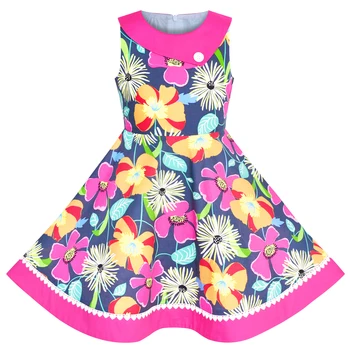 Gėlių Mergaitės Suknelė Spalvinga Gėlių Sundress Medvilnės Atsitiktinis 2020 Metų Vasaros Princesė Vestuvės Suknelės Mergina Drabužius Inscenizacija