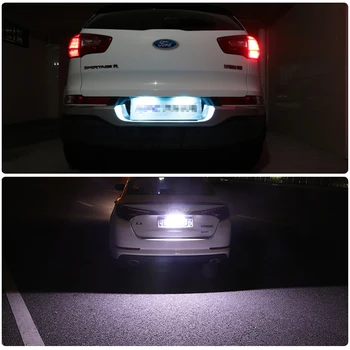 2vnt LED Lemputė Licencijos numerio apšvietimo lemputės Sunkvežimių Priekabos Galiniai Žibintai Ford Focus 5D Fiesta 