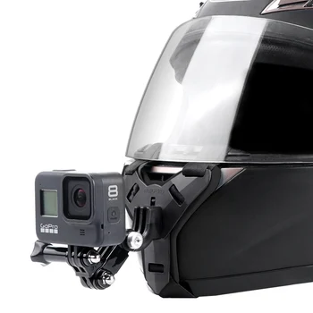 Motociklo Šalmas Smakro Stovėti Mount Turėtojas GoPro Hero 9 8 7 6 5 4 3 Xiaomi Yi Veiksmų Sporto Kamera Full Face Turėtojas Priedų