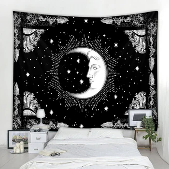 Taro gobelenas sienos kabo astrologija būrimą sienos kabo saulė ir mėnulis mandala raganavimas gobelenas tapiz psichodelinio tapestr