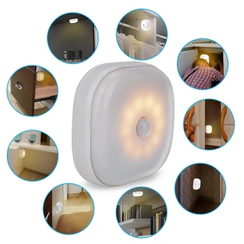 10 Led Mini LED Judesio Jutiklis Šviesos AAA Baterija Judesio Detektorius Naktį Lempos Šaltai Balta / Šiltai Balta WC Tualeto Šviesos