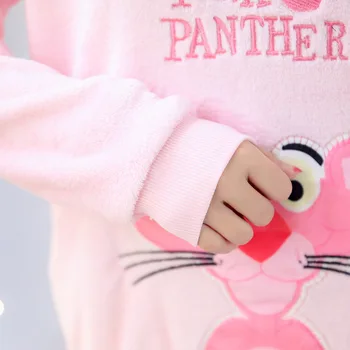 Korėjos Rudens Žiemos Pjs Moterų Koralų Vilnos Pižama Nustatyti, Pižamos Pink Panther Ilgomis Rankovėmis Namų Drabužius, Plius Dydis Pijama Mujer
