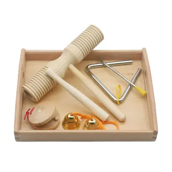 Mediniai Montessori Priemonės Rinkinys su padėklu Orff Mokymo Medžiaga Mušamieji Triukšmo Maker Švietimo Žaislai Vaikams MA0964H